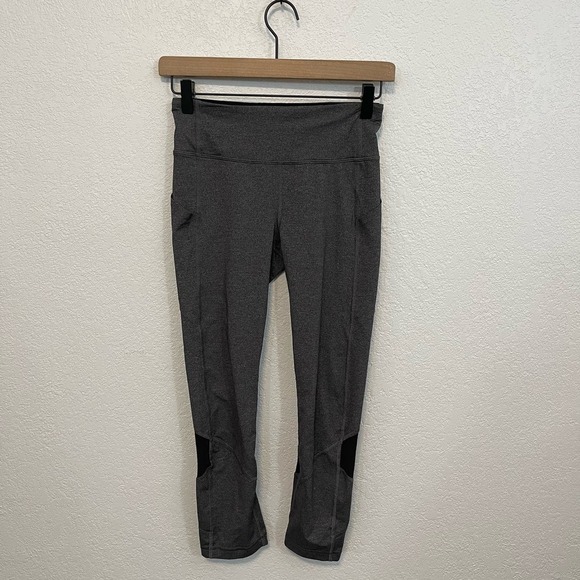 Lululemon Pace Rival 22" Crop Full-On Luxtreme Leggings Heathered Black Grey 4 - Picture 7 of 14